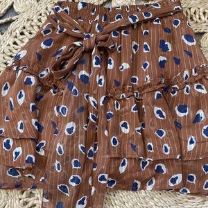 Tan / Brown dotted tiered flowy skirt